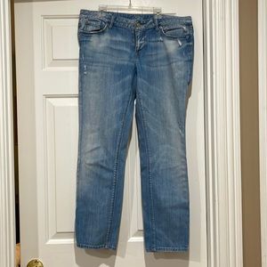 Loft modern slim light blue jeans. Slightly distressed.